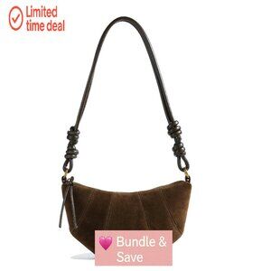 Mini Crescent Suede Crossbody Bag with Adjustable Strap